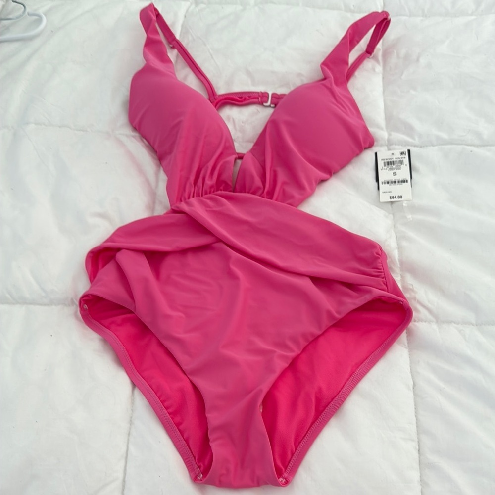 Bar III Pink Cut-Out One Piece Swimsuit